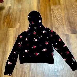 Black sweater with pink roses